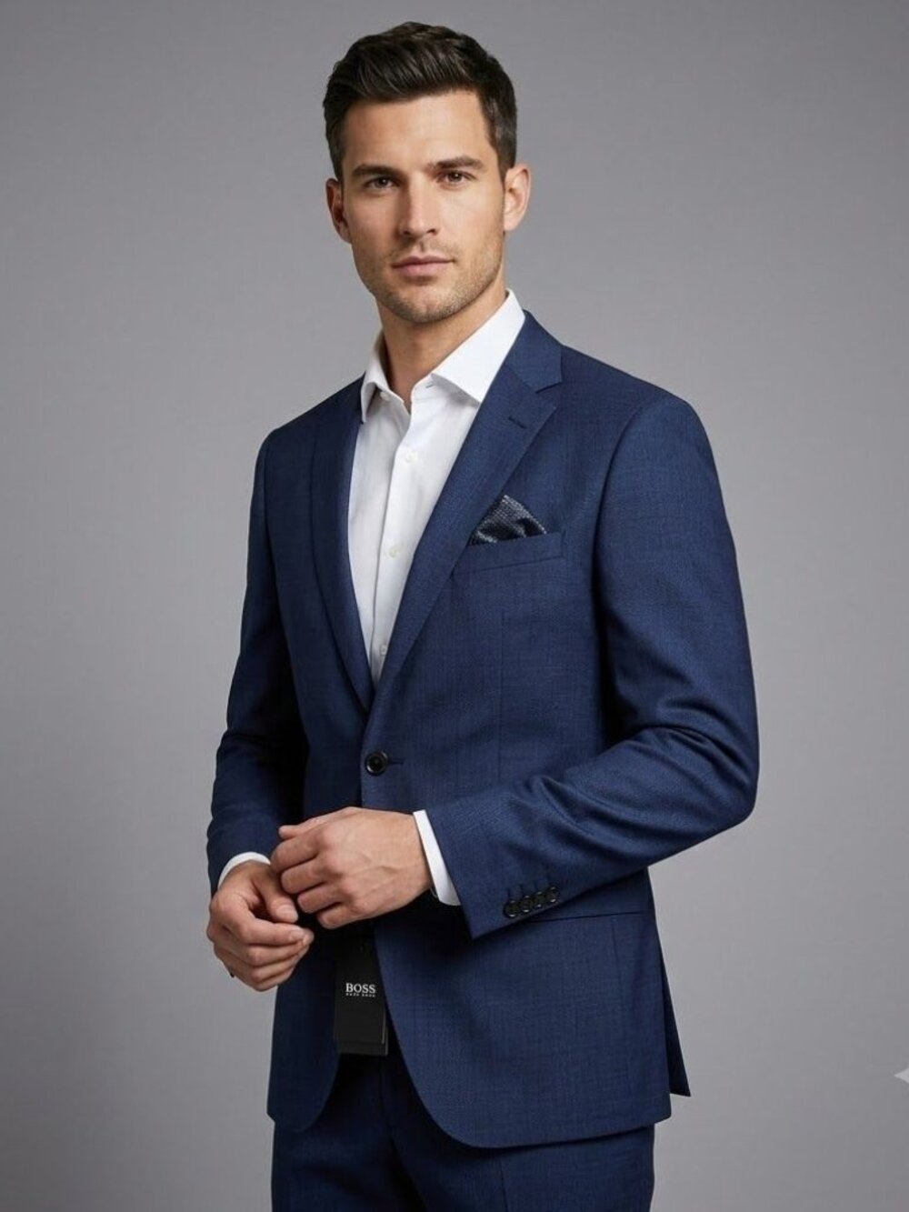 Hugo Boss Mens Blue Extra Slim Fit Suit Jacket 42R Preppy Workwear Formal